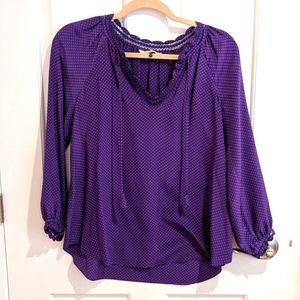 Rebecca Taylor Silk Polka Dot Tassel Blouse